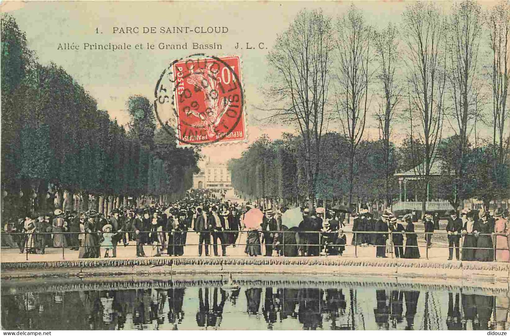 92 - Saint Cloud - Parc De Saint Cloud - Allée Principale Et Le Grand Bassin - Animée - Colorisée - CPA - Oblitération R - Saint Cloud