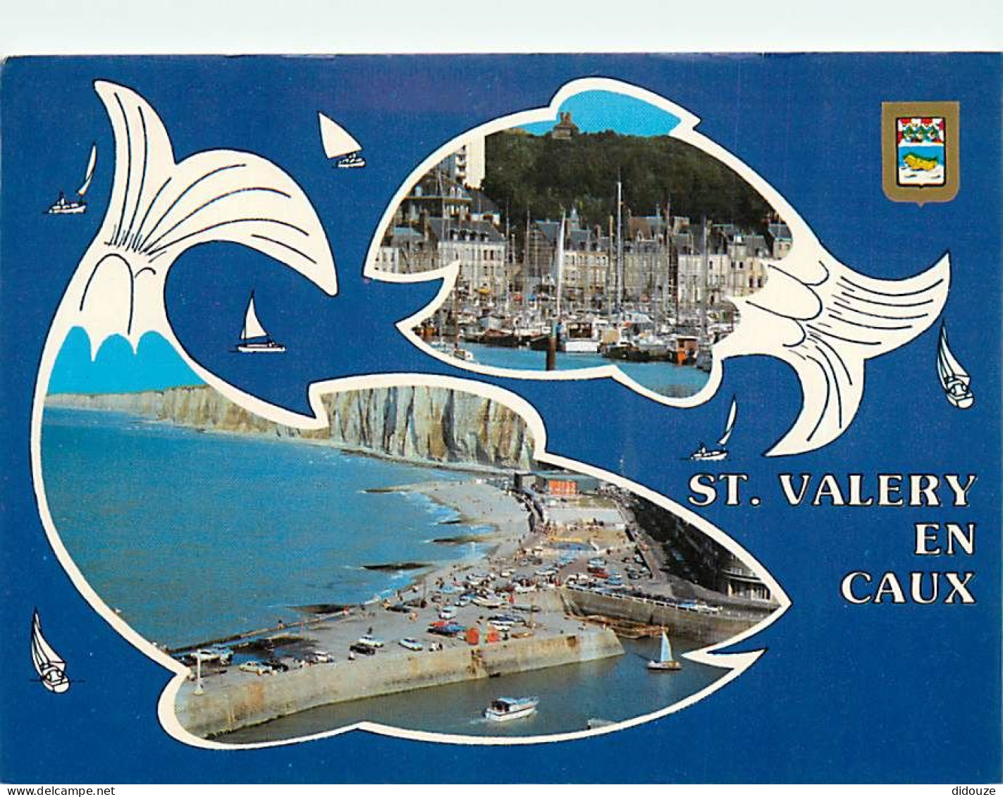 76 - Saint Valery En Caux - Multivues - Blasons - Flamme Postale De Saint Valery En Caux - CPM - Voir Scans Recto-Verso - Saint Valery En Caux