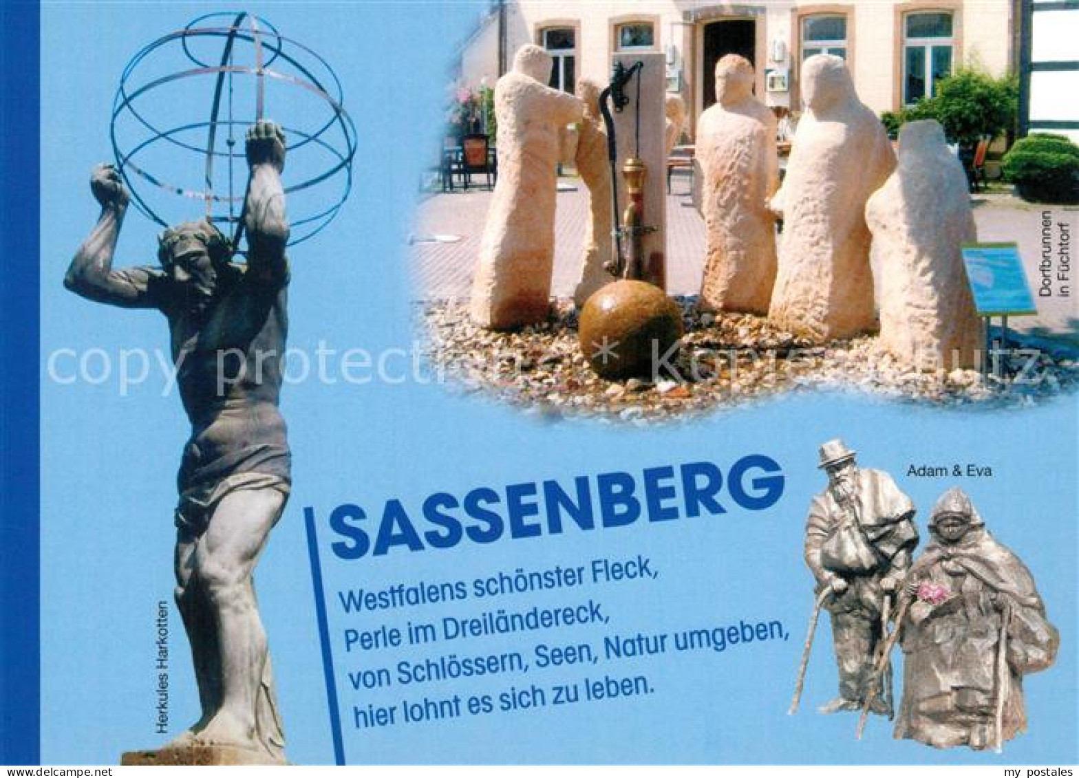 73214056 Sassenberg Herkules Plastik Dorfbrunnen In Fuechtorf Skulptur Adam Und  - Andere & Zonder Classificatie