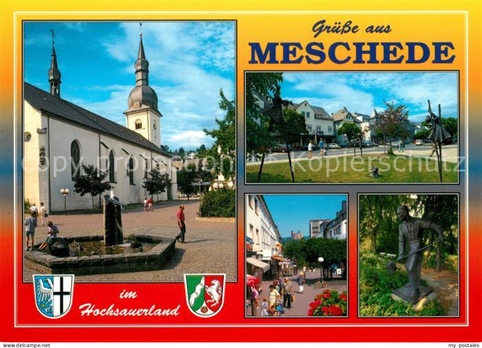 73214002 Meschede Brunnen Kirche Park Fussgaengerzone Skulptur Meschede - Arnsberg
