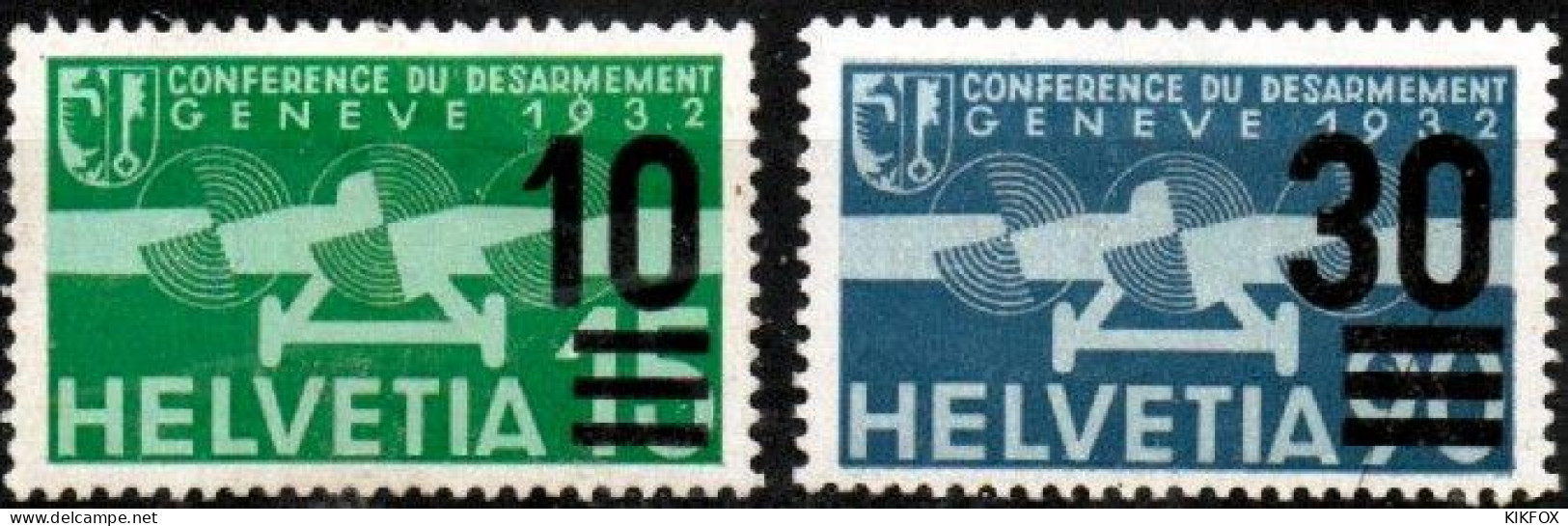 SUISSE ,SCHWEIZ,1932 - 1936  MI 286 + MI 292,  FLUGPOSTAUSGABE MIT ÜBERDRUCK, UNGEBRAUCHT FALZ, CHARNIERE - Unused Stamps