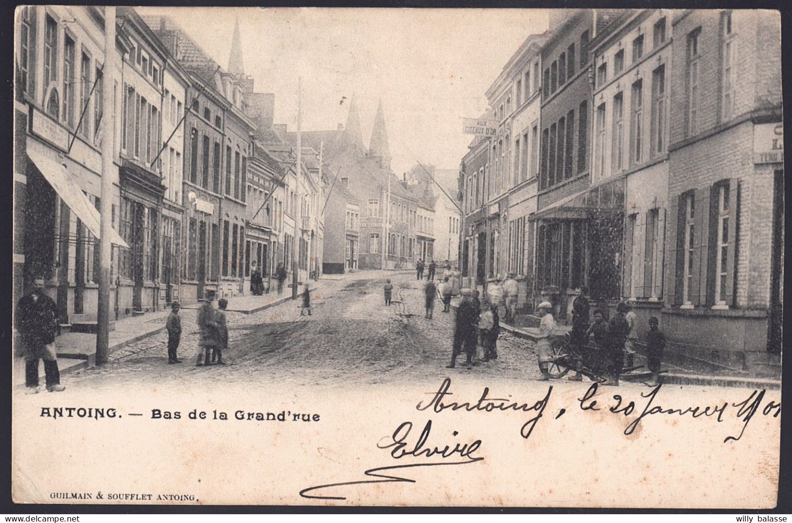 +++ CPA - ANTOING - Bas De La Grand' Rue - Carte Animée - 1901  // - Antoing