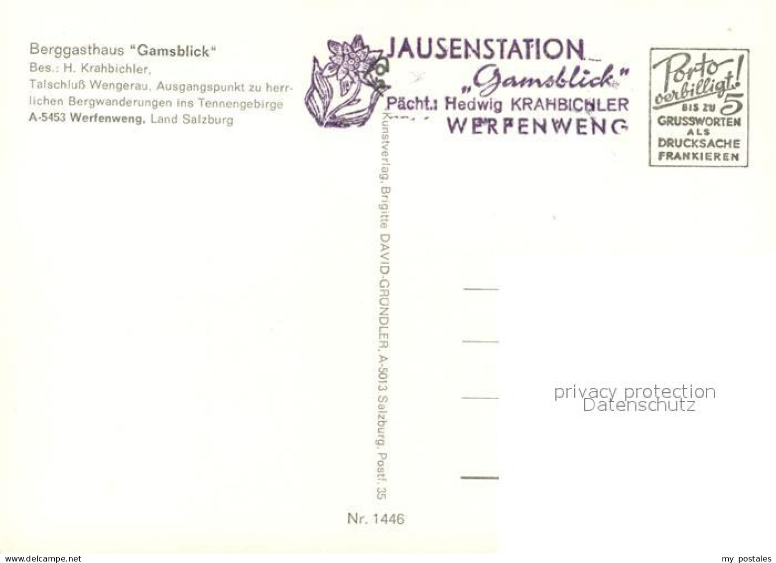 73205173 Werfenweng Berggasthaus Gamsblick Wermuthschneid Kemetstein Werfenweng - Autres & Non Classés