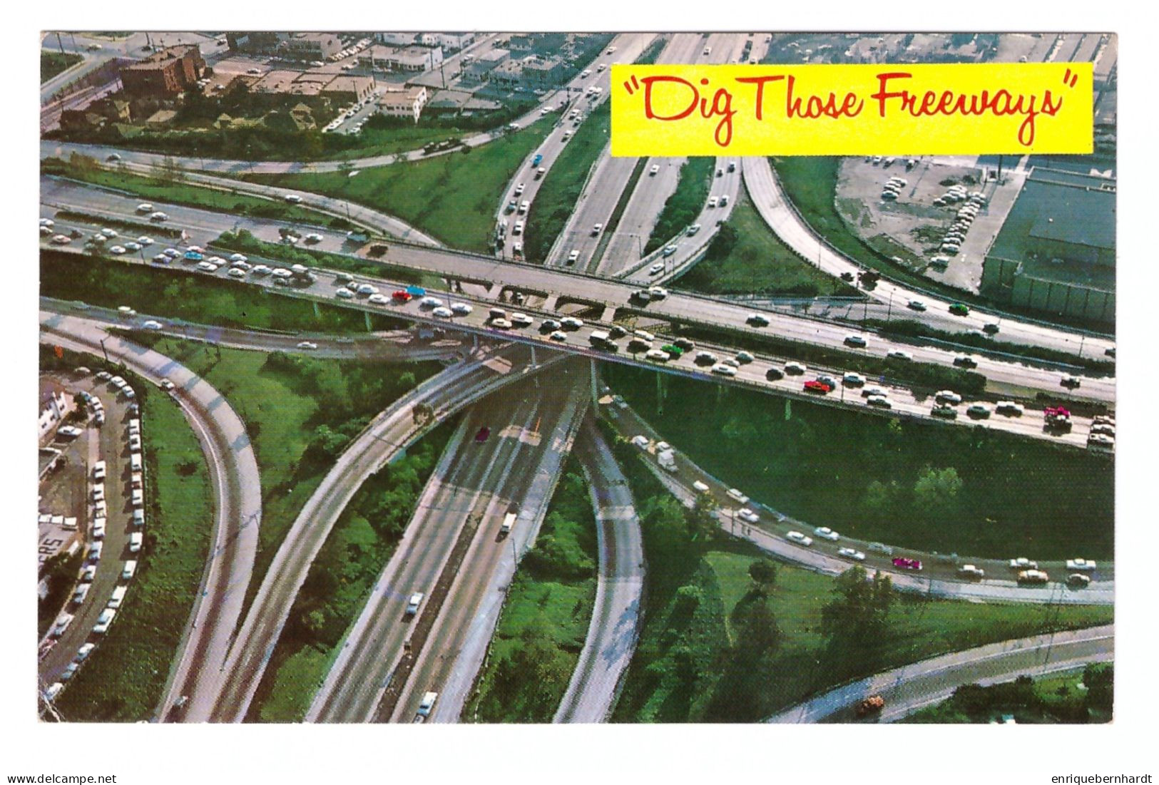 UNITED STATES // LOS ANGELES // DOWN-TOWN // FREEWAY INTERCHANGE SHOWS FAST MOVING TRAFFIC ON 4 LEVELS - Los Angeles