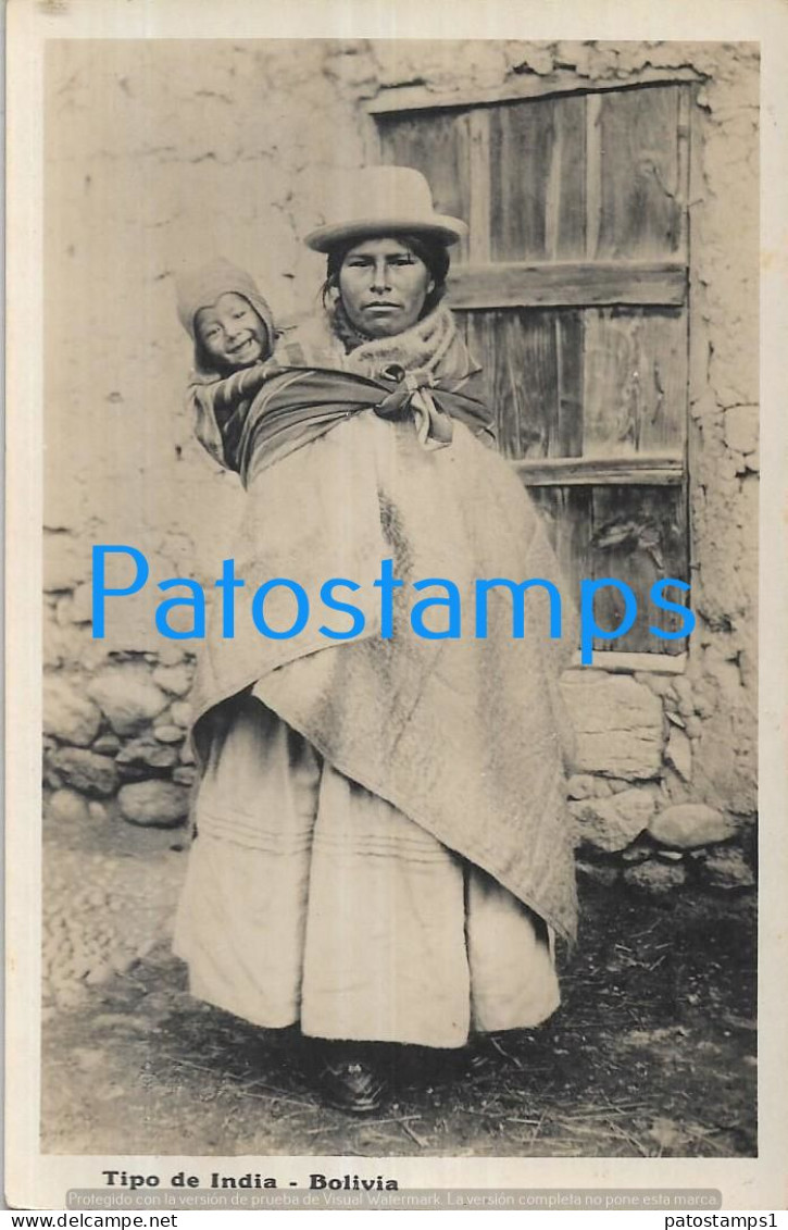 228456 BOLIVIA COSTUMES NATIVE INDIGENA WOMAN & BABY POSTAL POSTCARD - Bolivie