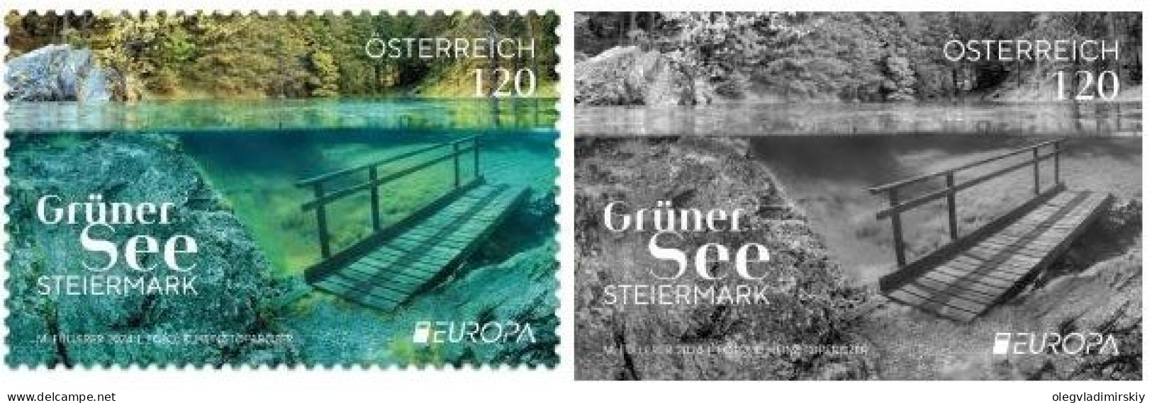 Austria Österreich L'Autriche 2024 Europa CEPT Underwater Flora And Fauna Stamp And Blackprint Proof Set MNH - 2024