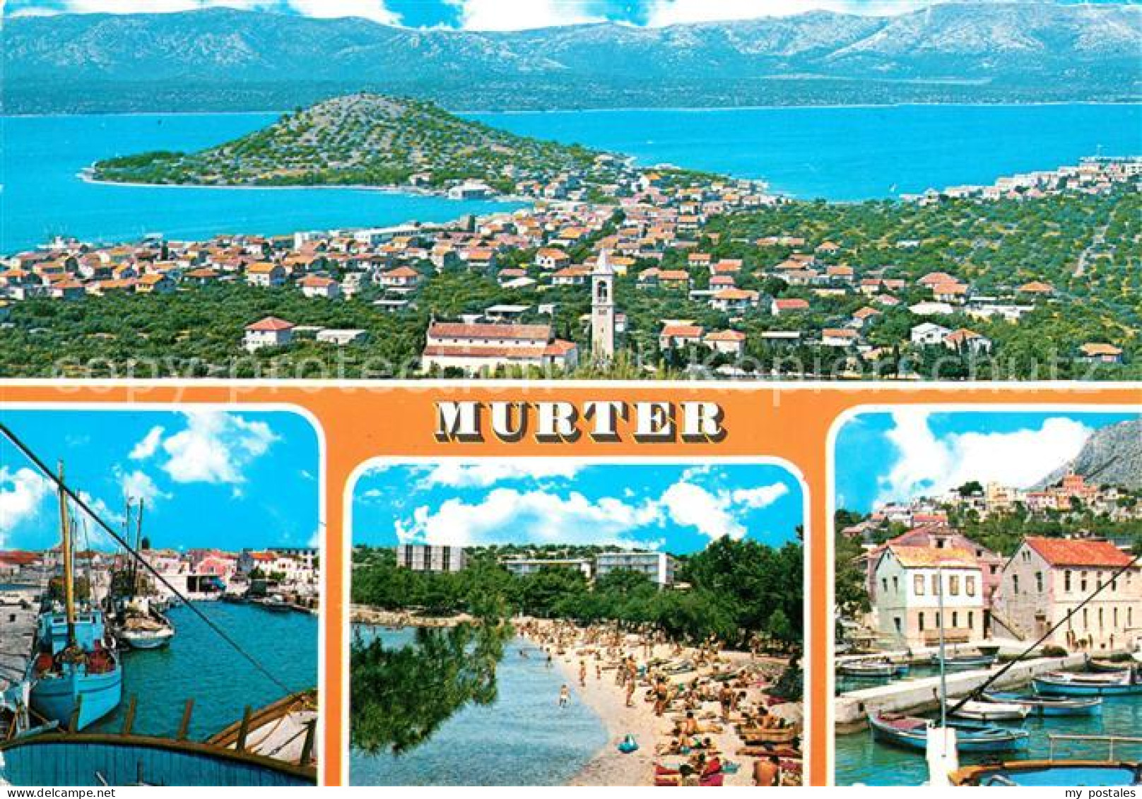 73197827 Murter Kroatien Fliegeraufnahme Bootshafen Strandpartie Murter Kroatien - Croatie