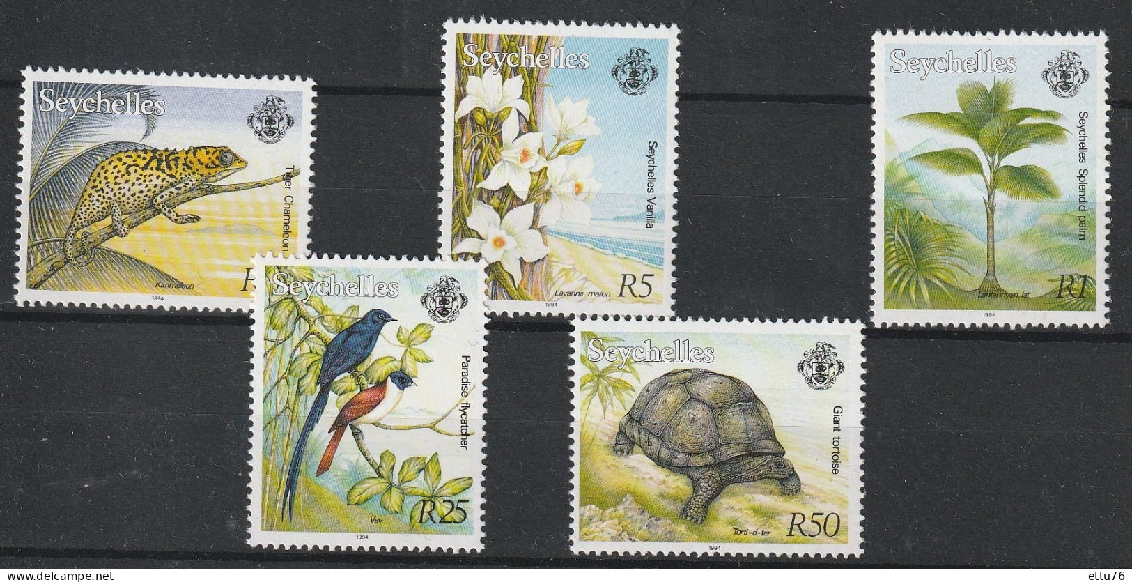 Seychelles  1994  Reprints Birds,Reptiles,Turtle,Flowers Set  MNH - Other & Unclassified