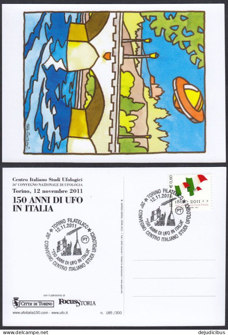 ITALIA - 2011 - Cartolina Commemorativa Dedicata Al 26esimo Convegno Nazionale Di Ufologia, Unificato 3265 - Betogingen