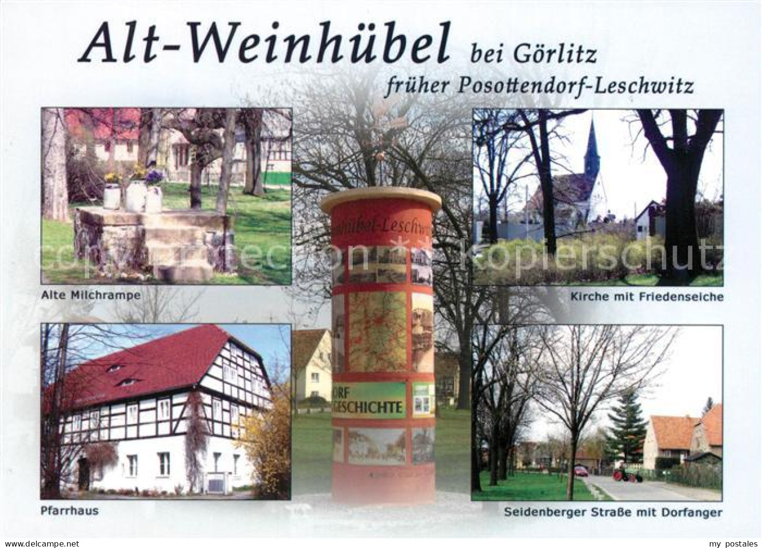 73180536 Alt-Weinhuebel Goerlitz Alte Milchrampe Pfarrhaus Litfasssaeule Kirche  - Goerlitz