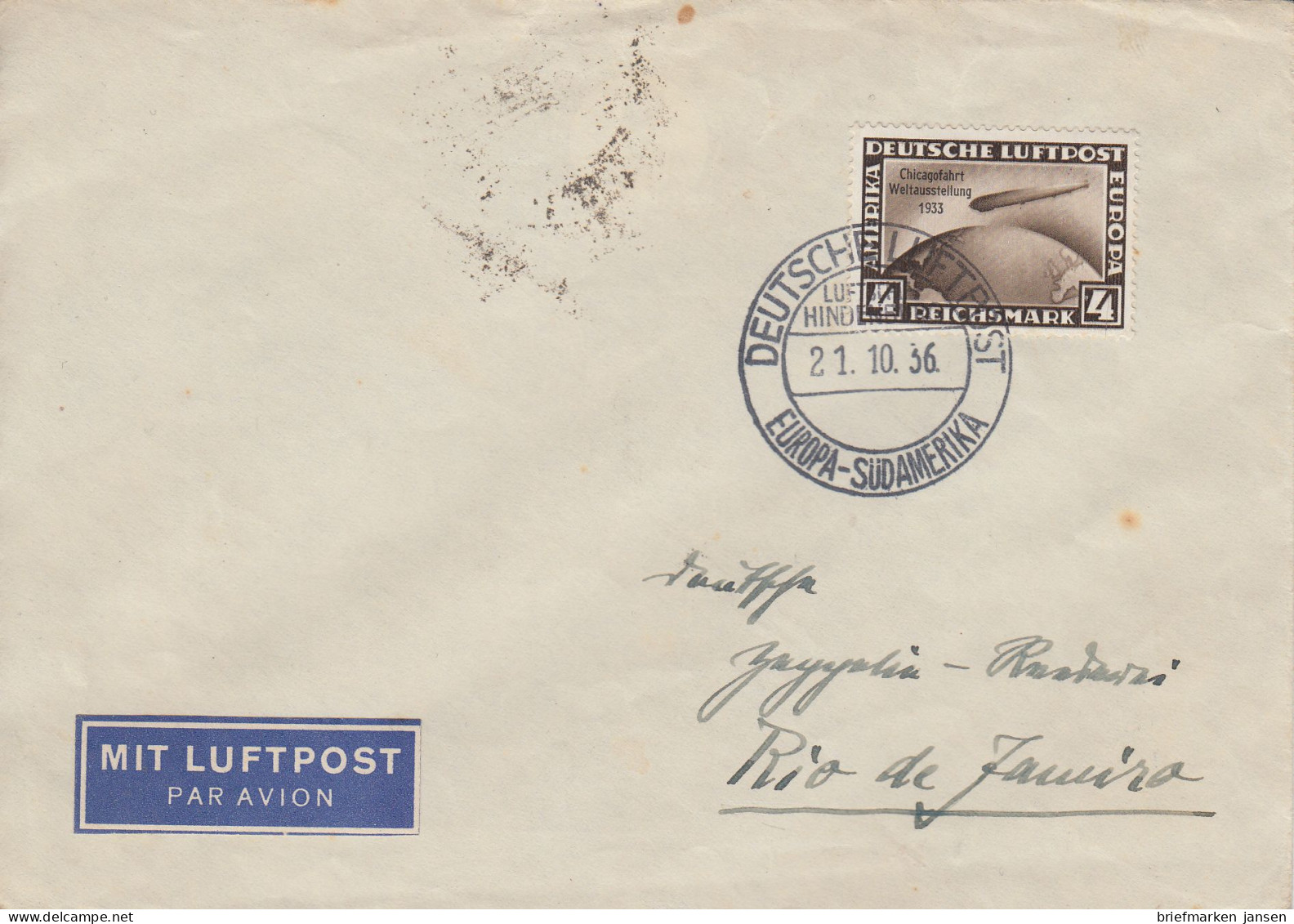 D,Dt.Reich Mi.Nr. 498 Zeppelin Mit Aufdr. Chicagofahrt (4 RM) - Ongebruikt