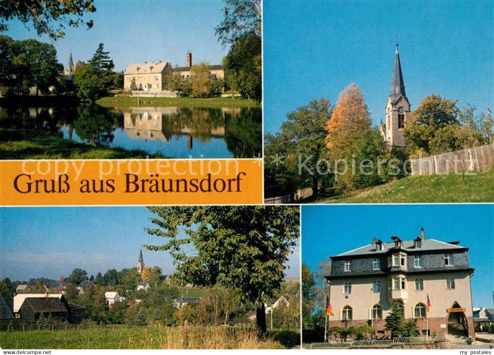 73179297 Braeunsdorf Oberschoena Grosser Teich Kirche Rathaus  - Andere & Zonder Classificatie