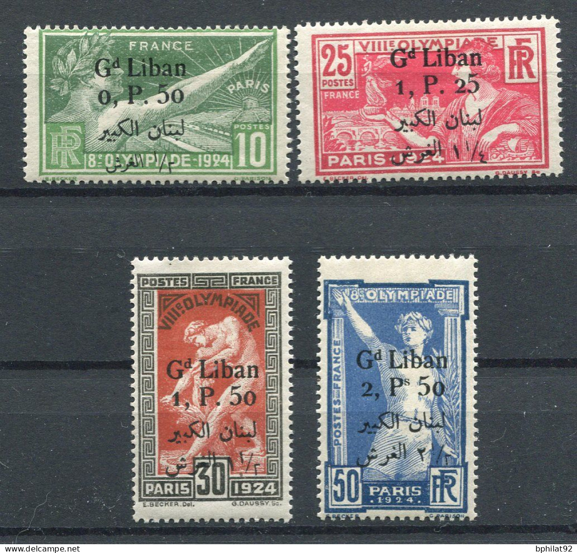 !!! GRAND LIBAN, SERIE JEUX OLYMPIQUES DE PARIS DE 1924 N°45/48 NEUVE * - Unused Stamps
