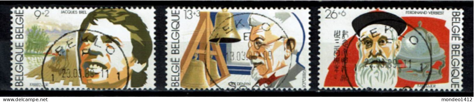 België 1988 OBP 2303/2305 - Y&T 2303/05 - Celebraties, Jacques Brel, Jef Denyn, Ferdinand Verbiest - Used Stamps