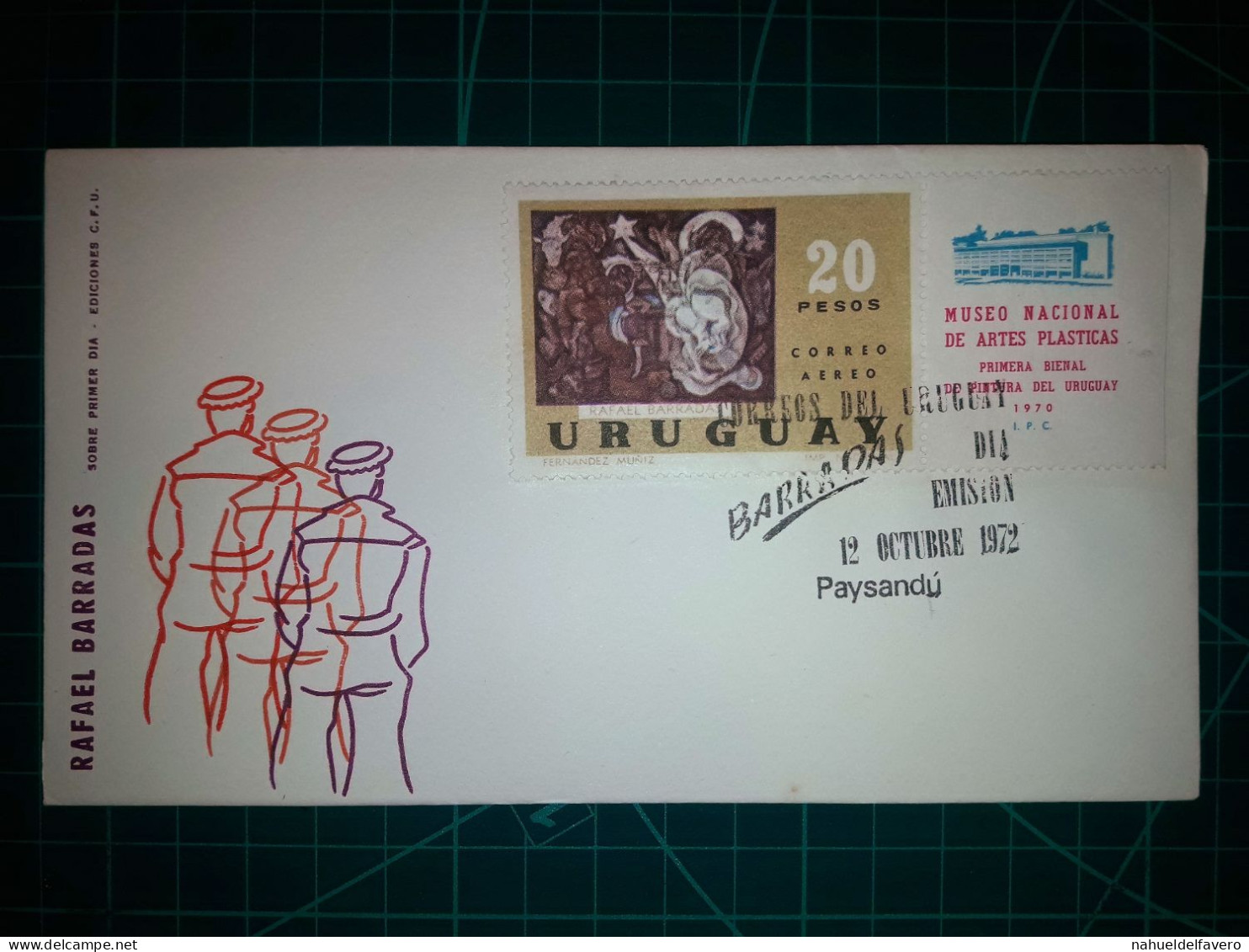 RÉPUBLIQUE ORIENTALE DE L'URUGUAY, Enveloppe FDC Commémorative "de L'artiste Et Peintre Rafael Barradas". Timbre-poste E - Uruguay