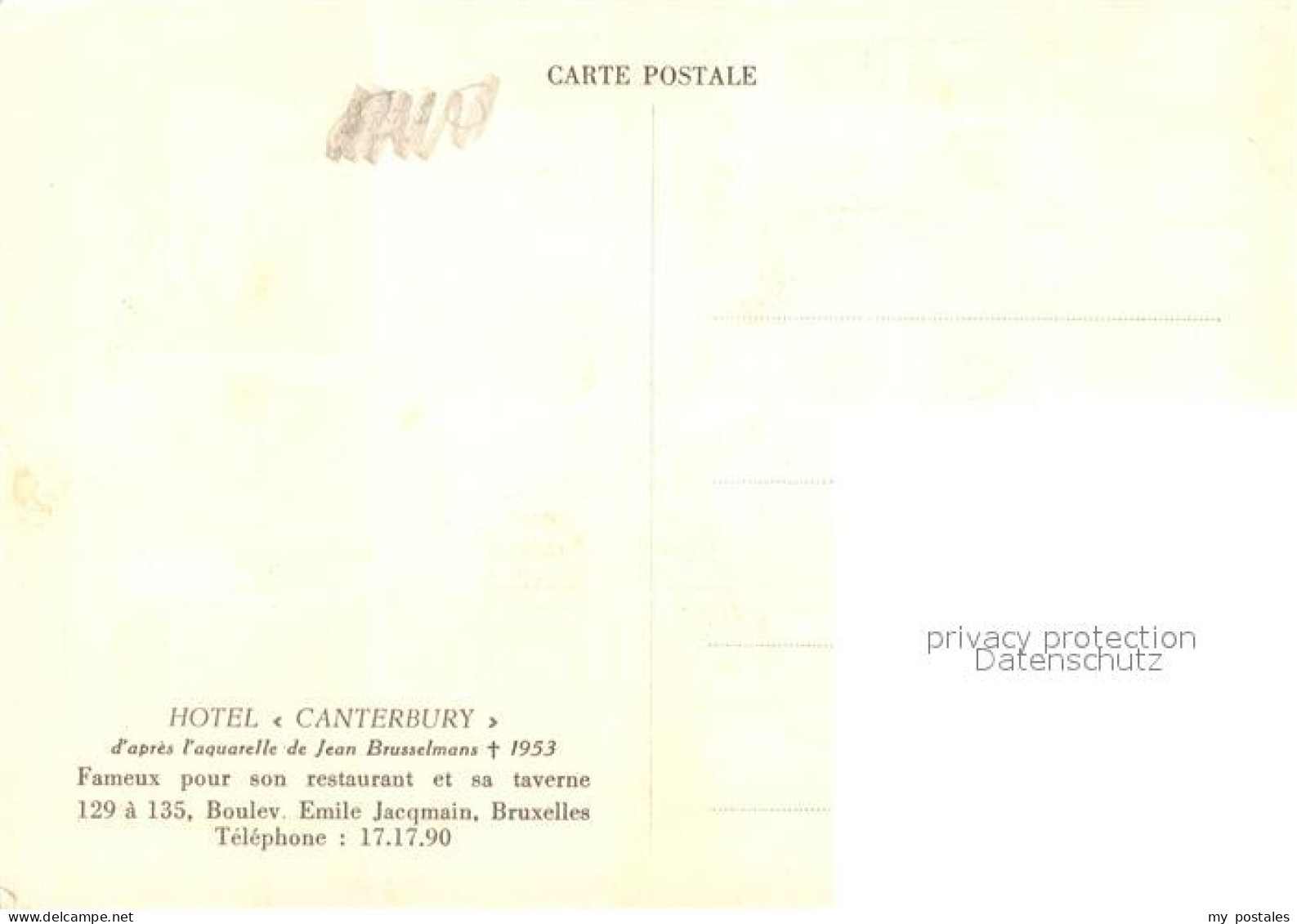 73175825 Bruxelles Bruessel Hotel Canterbury Kuenstlerkarte Bruxelles Bruessel - Sonstige & Ohne Zuordnung