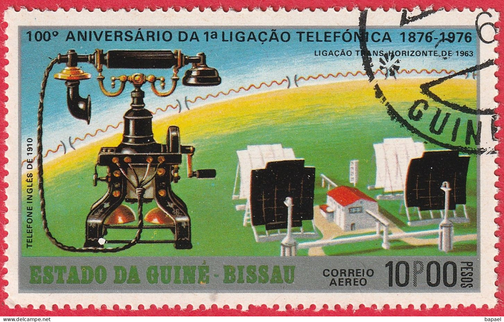 N° Yvert & Tellier 15 - Guinée-Bissau (Poste Aérienne) (1976) (Oblitéré) - 100è Liaison Téléphonique (Anglais) - Guinée-Bissau