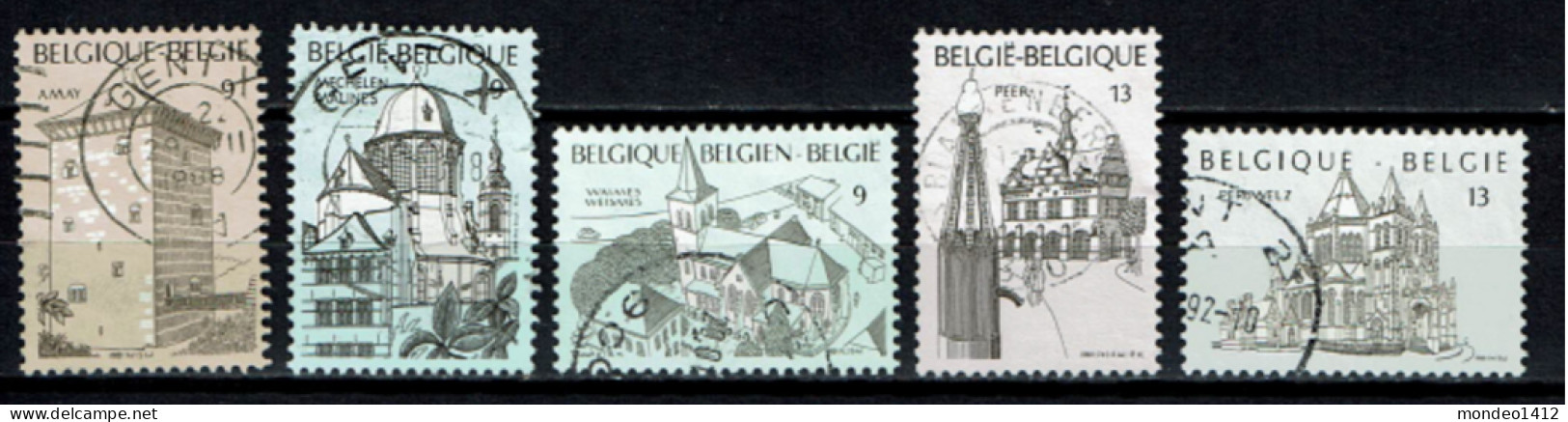 België 1988 OBP 2288/2292 - Y&T 2288/92 Toerisme, Amay, Mechelen, Waimes, Peer, Péruwelz - Oblitérés