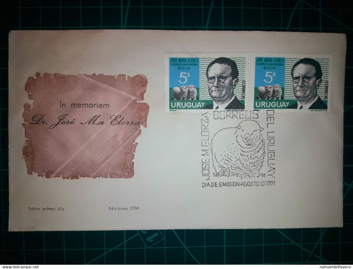 RÉPUBLIQUE ORIENTALE DE L'URUGUAY, Enveloppe FDC Commémorant "In Memoraim Dr Jose M.a Elorxa". Timbre-poste Et Cachet Sp - Uruguay