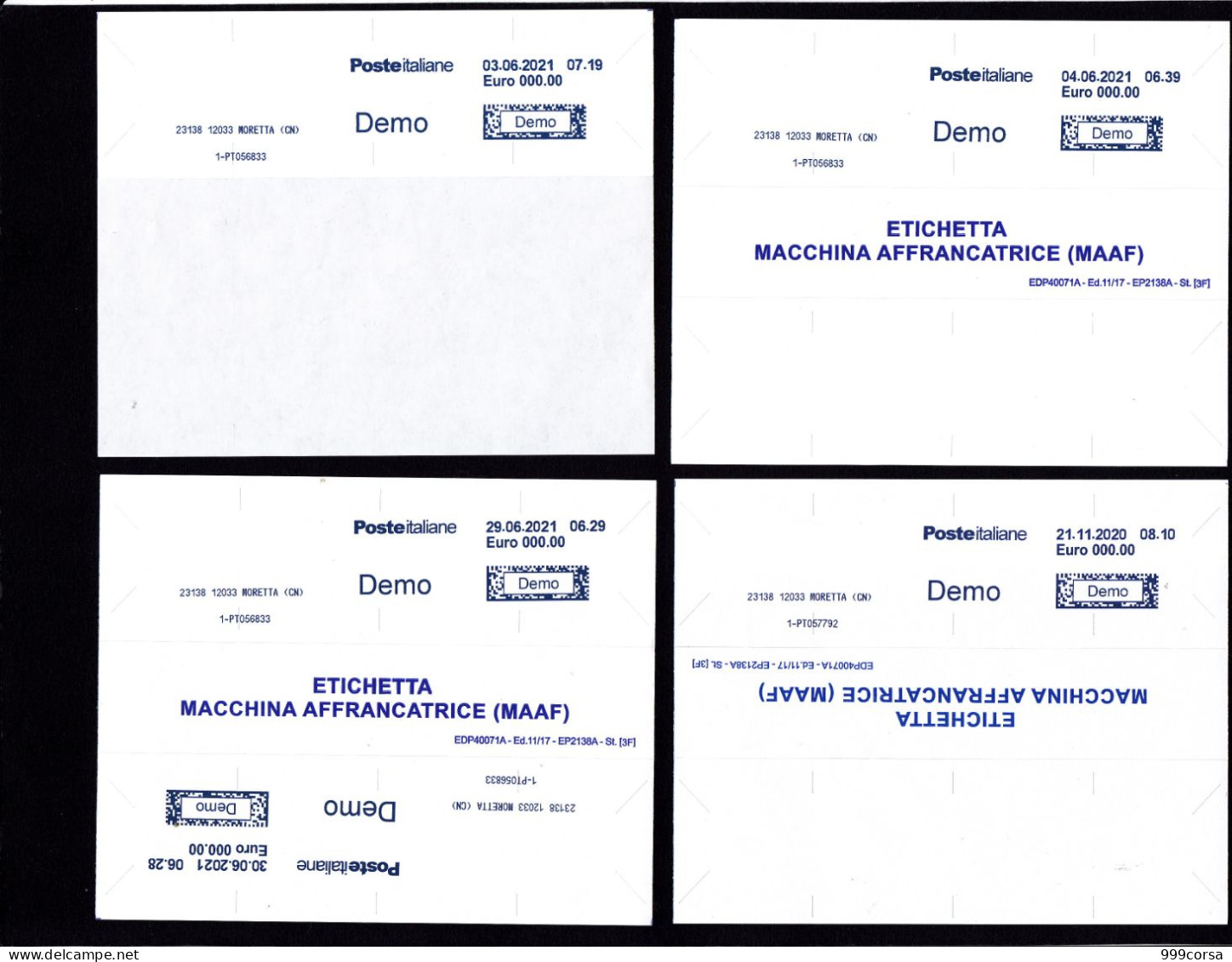 Etichetta Prova Per Testare Funzionamento Macchina,ancora Su Supporto Carta Siliconata, Specimen (1) - Viñetas De Franqueo [ATM]