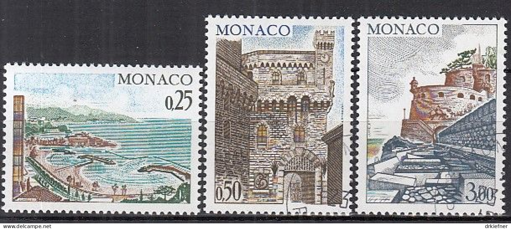 MONACO  1148-1150,  Gestempelt, Ansichten, 1974 - Gebraucht