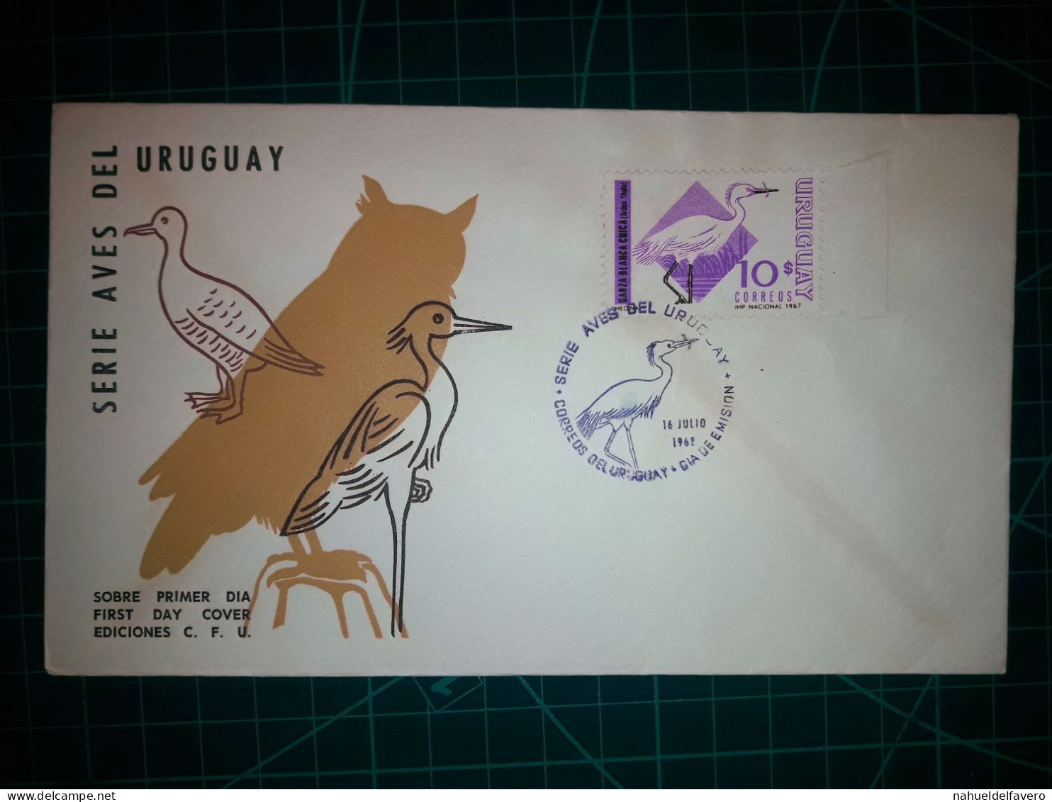 RÉPUBLIQUE ORIENTALE DE L'URUGUAY, Enveloppe FDC Commémorant La "Série Des Oiseaux De L'Uruguay". Timbre-poste Et Cachet - Uruguay