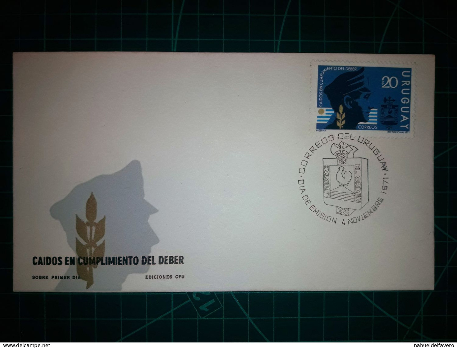 RÉPUBLIQUE ORIENTALE DE L'URUGUAY, Enveloppe FDC Commémorant Les "Tombés Dans L'exercice De Leurs Fonctions". Timbre-pos - Uruguay