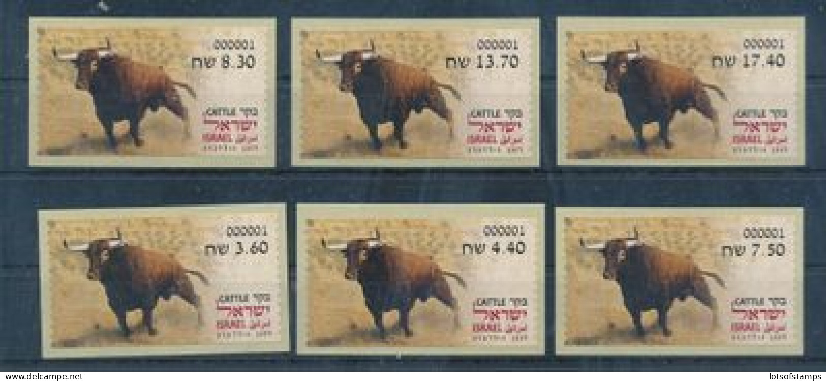ISRAEL 2024 ANIMALS FROM THE BIBLE - CATTLE - ATM LABEL MACHINE # 001 POSTAL SERVICE SET MNH - Nuovi