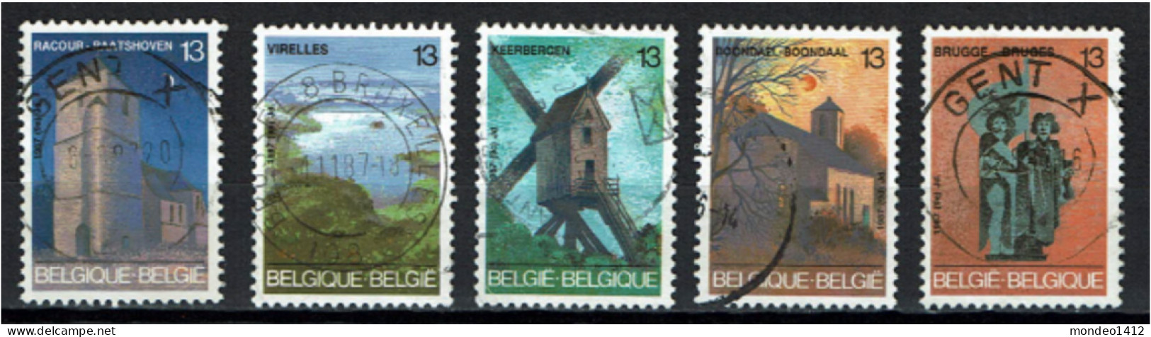 België 1987 OBP 2254/2258 - Y&T 2254/58 - Toerisme, Raatshoven, Chimay, Keerbergen, Brussel, Brugge - Gebruikt