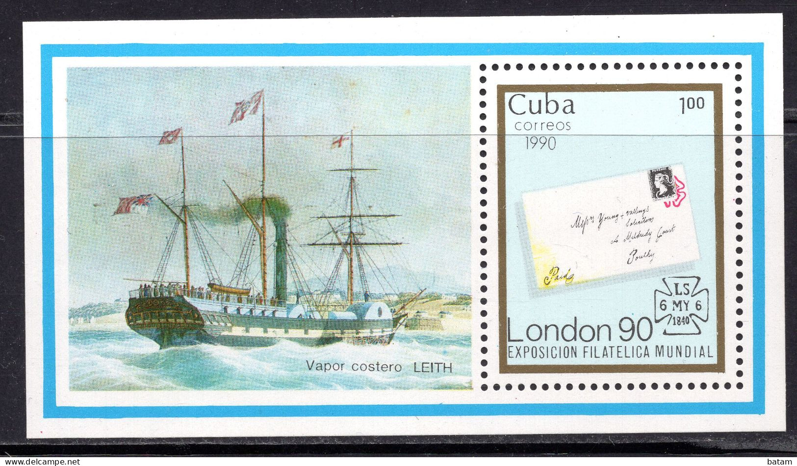 Cuba 1990 - Stamp World "London '90" The Stamp Exhibition - Ship - MNH S/S - Ongebruikt