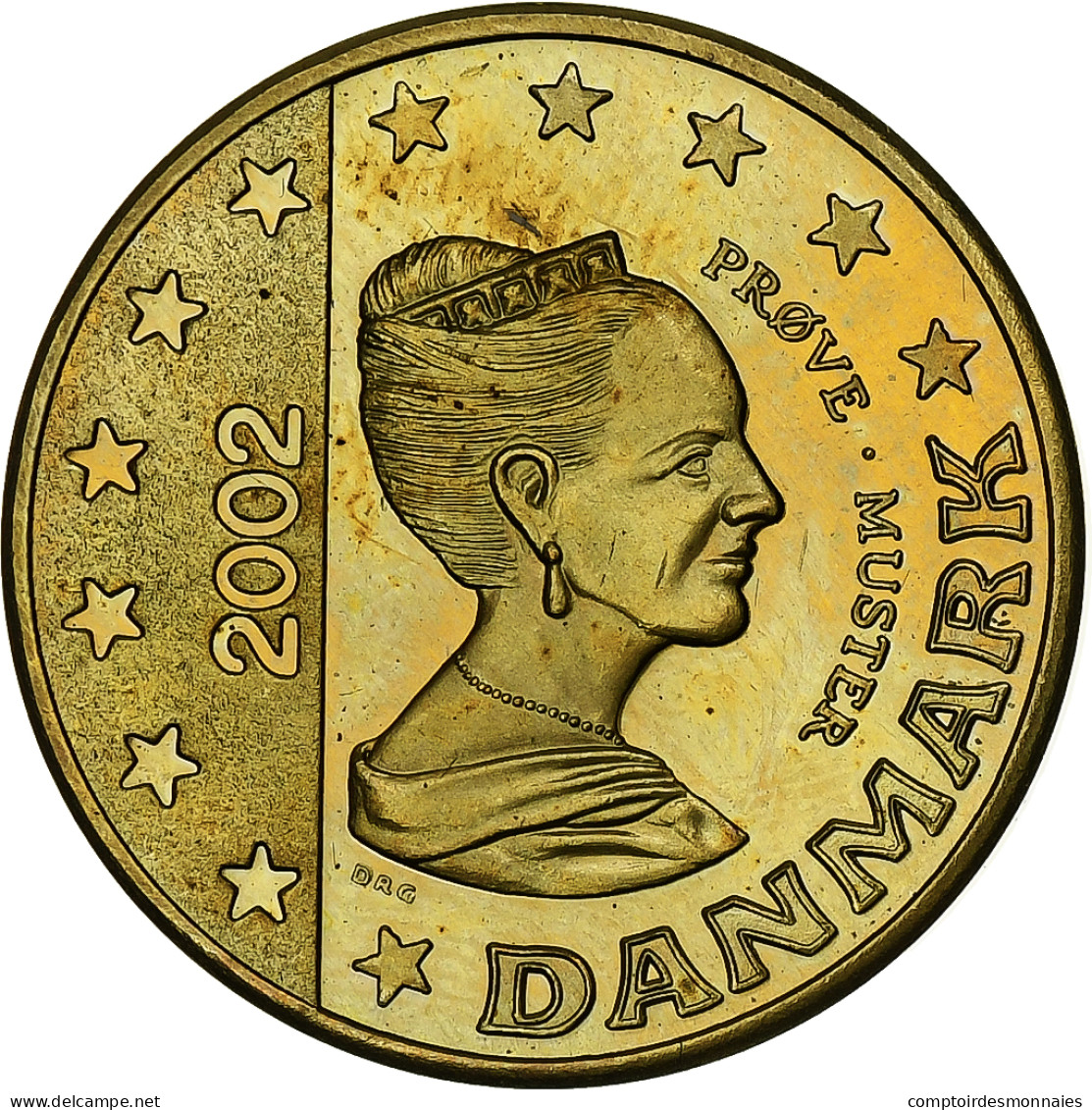 Danemark, 50 Euro Cent, Fantasy Euro Patterns, Essai-Trial, BE, 2002, Laiton - Privéproeven
