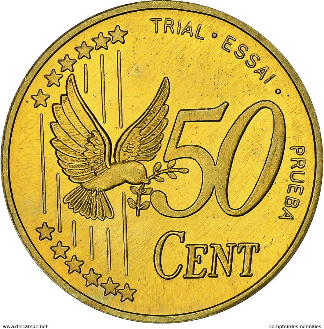 Danemark, 50 Euro Cent, Fantasy Euro Patterns, Essai-Trial, BE, 2002, Laiton - Essais Privés / Non-officiels