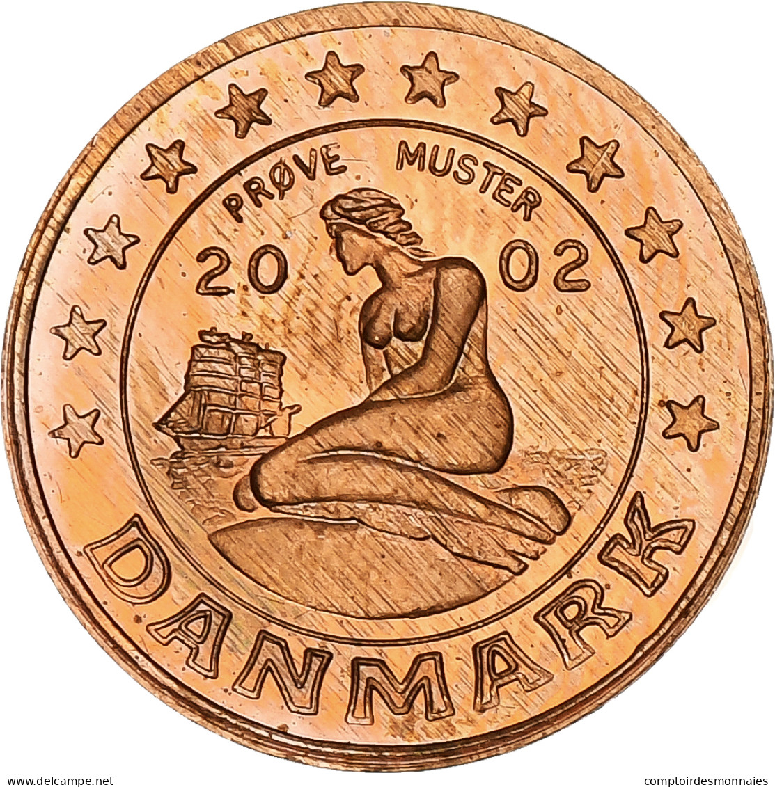 Danemark, Euro Cent, Fantasy Euro Patterns, Essai-Trial, BE, 2002, Cuivre, FDC - Essais Privés / Non-officiels