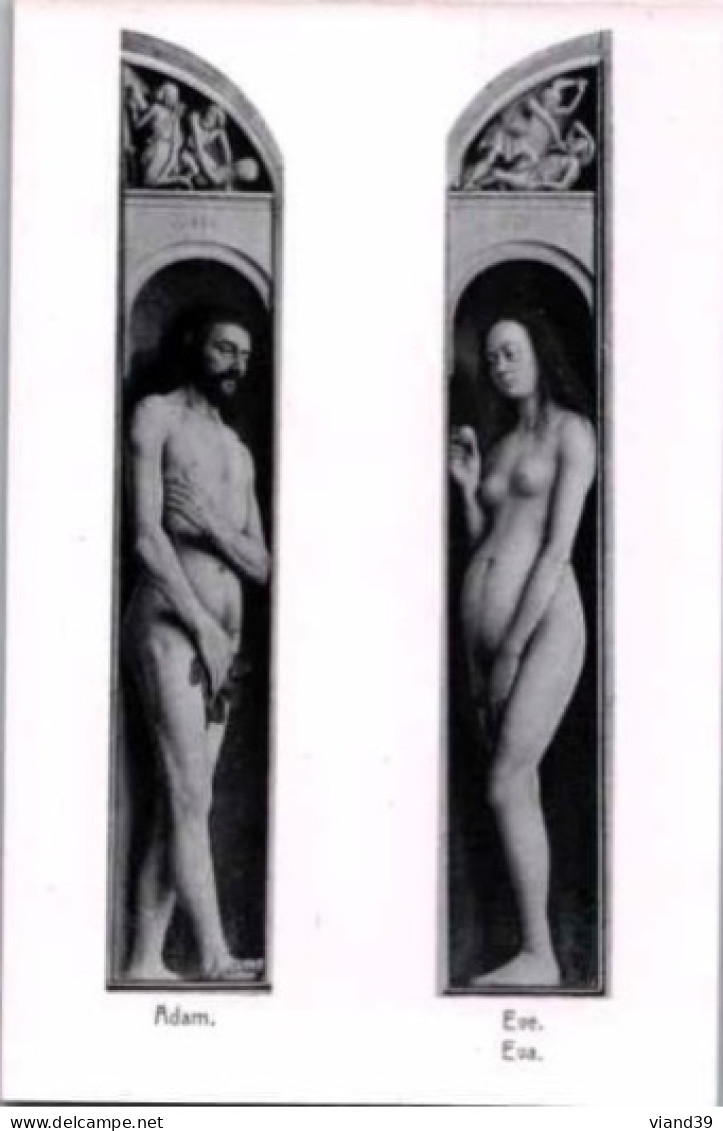 GAND.  -  Cathédrale Saint Bavon " L'Agneau Mystique" Par H. Et J. Van Eyck. :   Adam.  Eve. - Gent