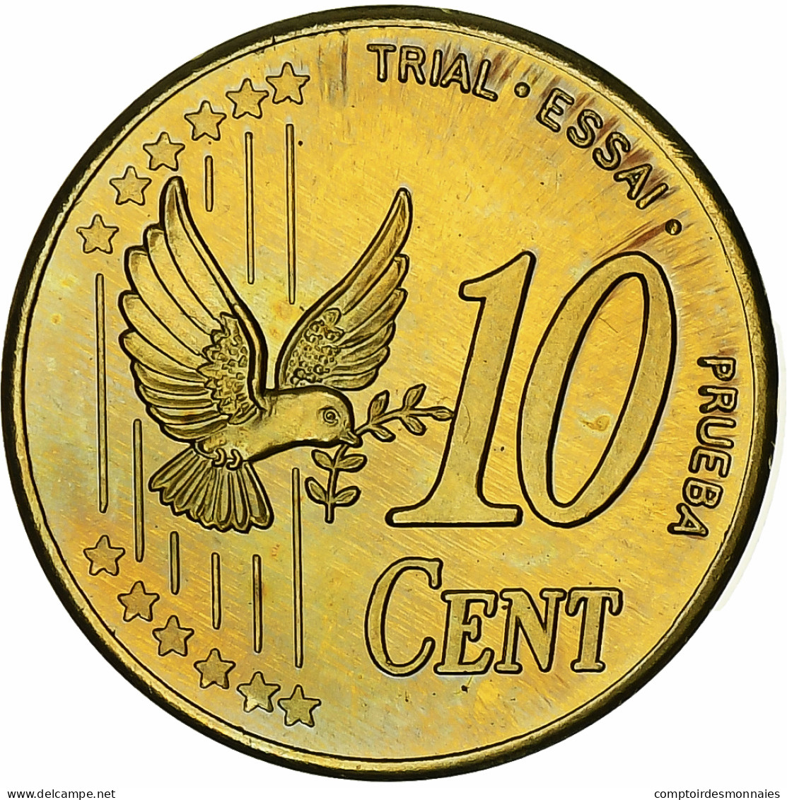 Danemark, 10 Euro Cent, Fantasy Euro Patterns, Essai-Trial, BE, 2002, Laiton - Privatentwürfe