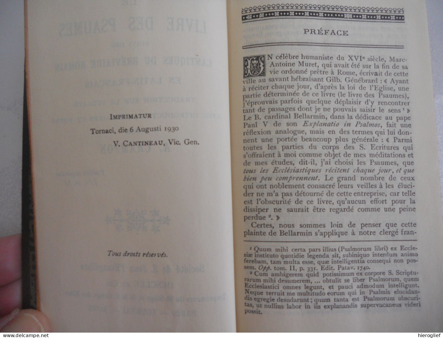 Le Livre Des PSAUMES Suivi Des Cantiques Du Bréviaire Romain En Latin - Français Par A. Grampon 1930 - Religione