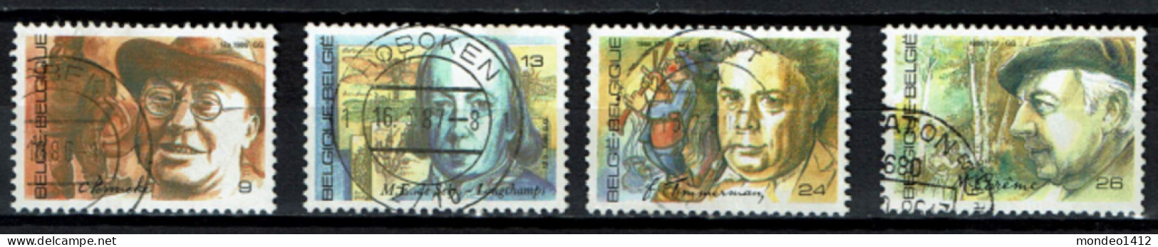 België 1986 OBP 2225/2228 - Y&T 2225/28 - Permeke, Selys, F. Timmermans, M. Carême -Peintre, écrivain, Poète, Savant - Used Stamps