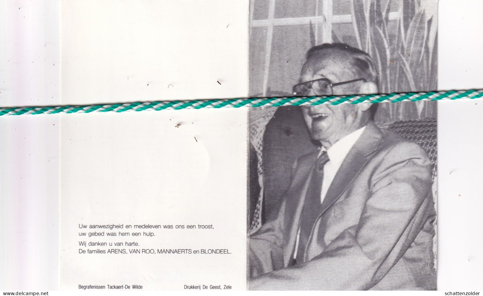 Arthur Arens, Zele 1910, Gent 1988. Foto - Obituary Notices