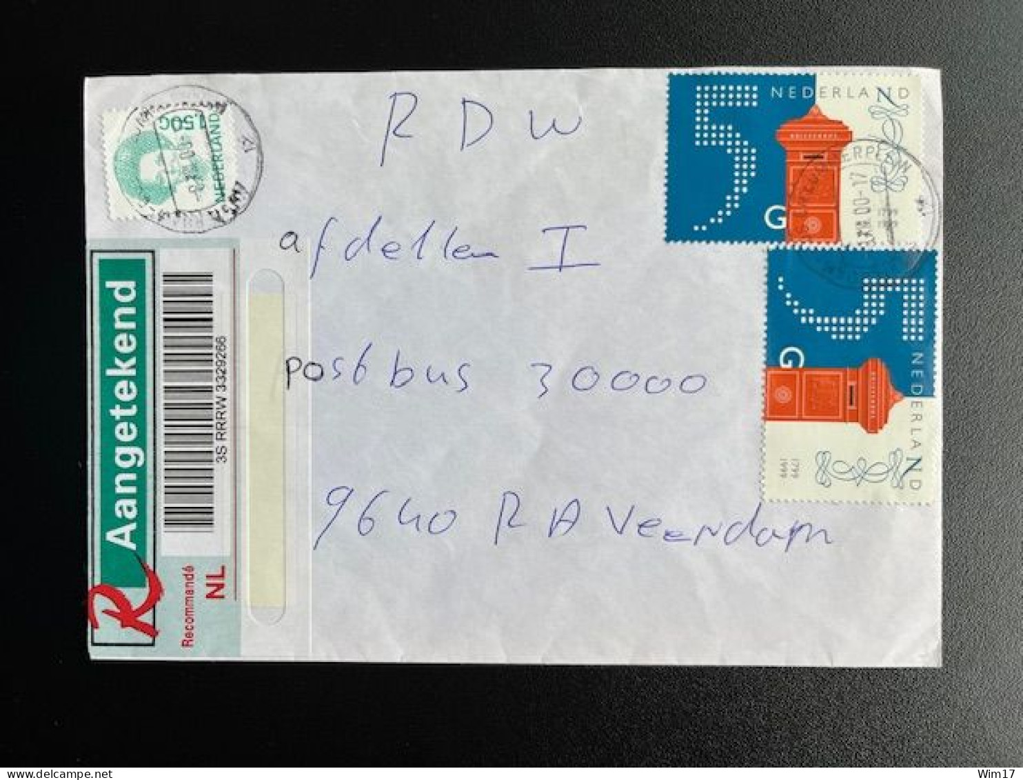 NETHERLANDS 2000 REGISTERED LETTER AMSTERDAM BOS EN LOMMERPLEIN TO VEENDAM 08-12-2000 NEDERLAND AANGETEKEND - Storia Postale