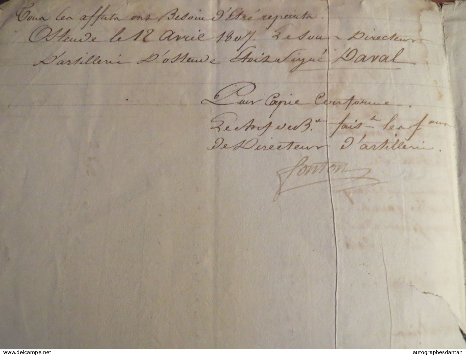 ● Ile De CADZAND Pays Bas - Lot De 2 Documents Militaires 1807 - Etat Artillerie Fonton Daval - Kezand Nederland Cadzan - Documenti Storici