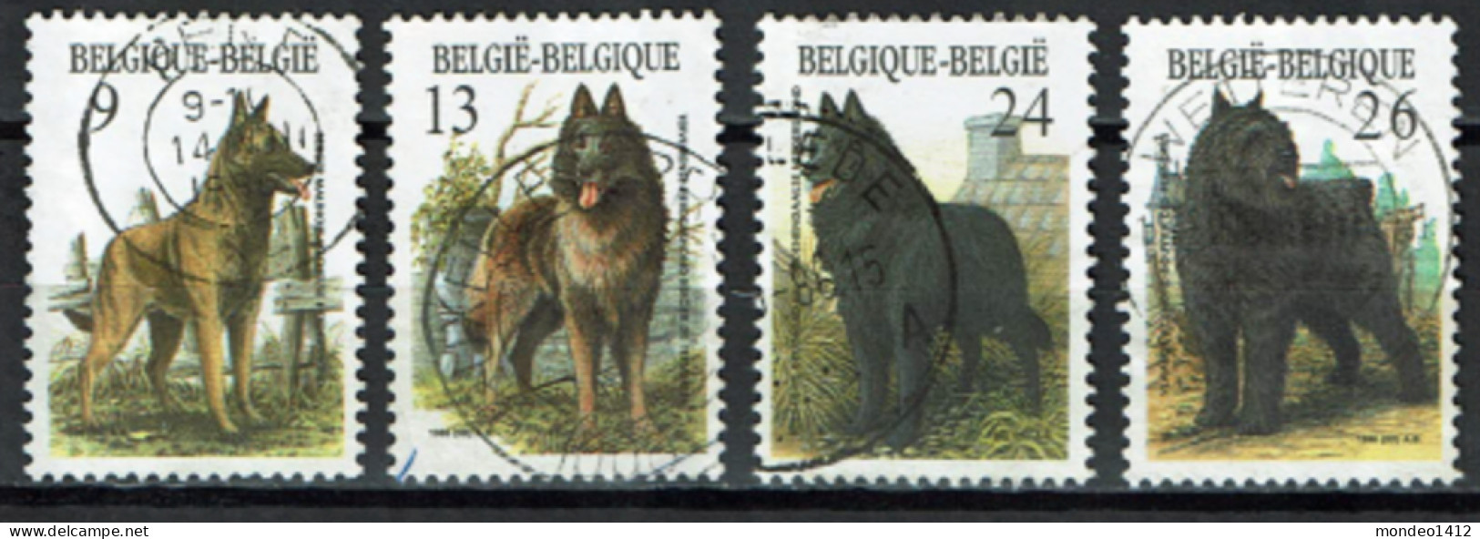 België 1986 OBP 2213/2216 - Y&T 2213/16 - Honden, Dogs, Chiens - Herdershond - Berger, Bouvier - Gebraucht