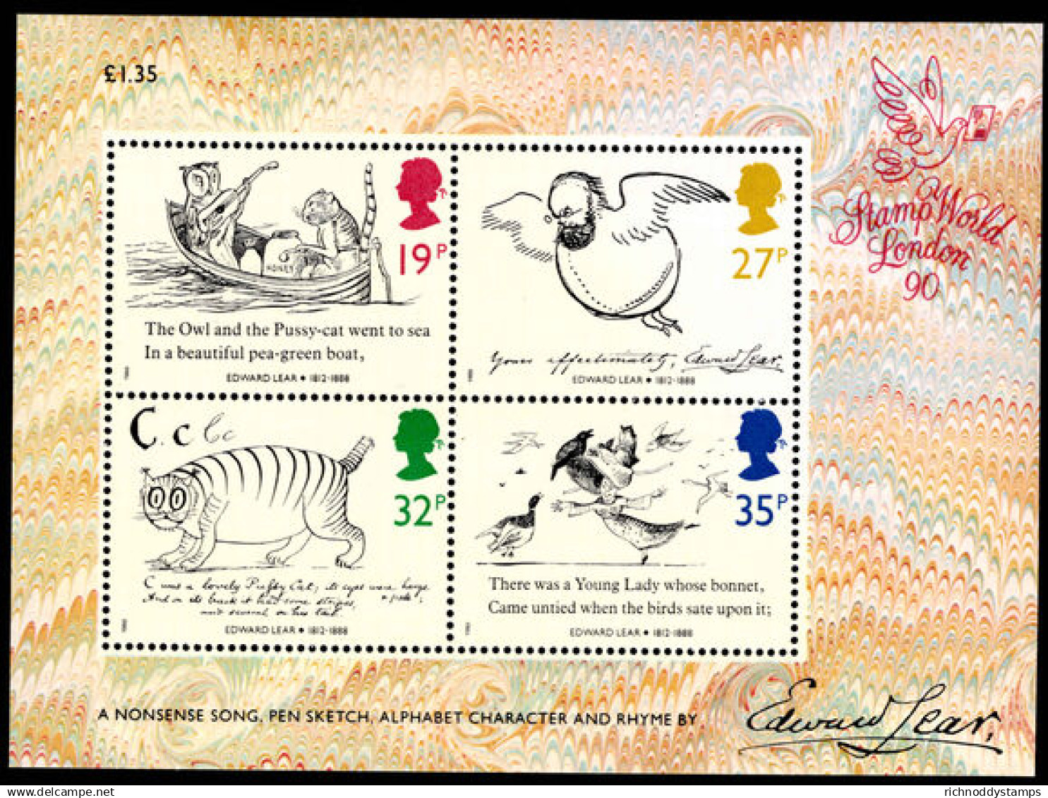 1988 Edward Lear Souvenir Sheet Unmounted Mint. - Ungebraucht