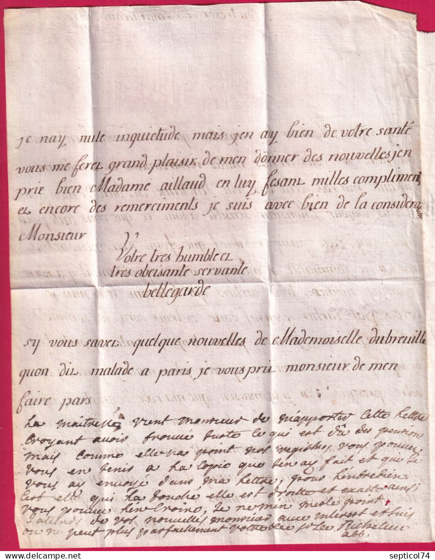 MARQUE BONNIERES SEINE ET OISE 1760 LENAIN N°2 INDICE 23 POUR PARIS LETTRE - 1701-1800: Precursori XVIII