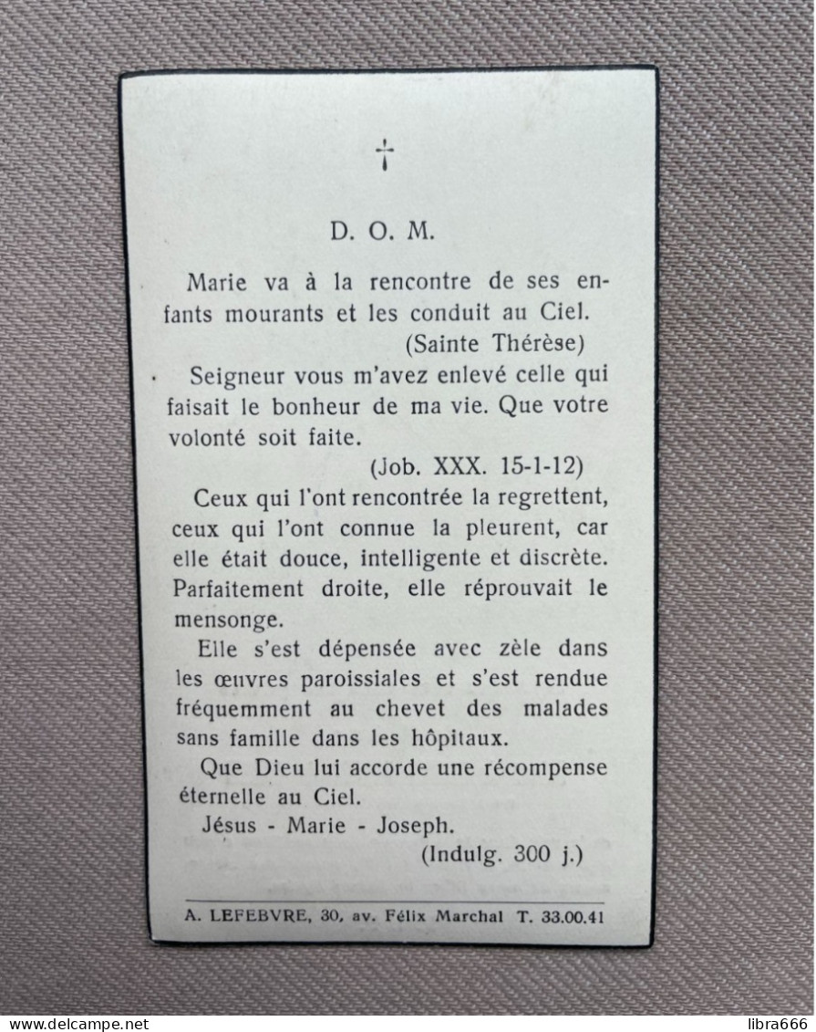 BORREMAN Lucie °(BRUXELLES 1899) +BRUXELLES 1957 - DE DECKER DOUCET DE TILLIER - Obituary Notices