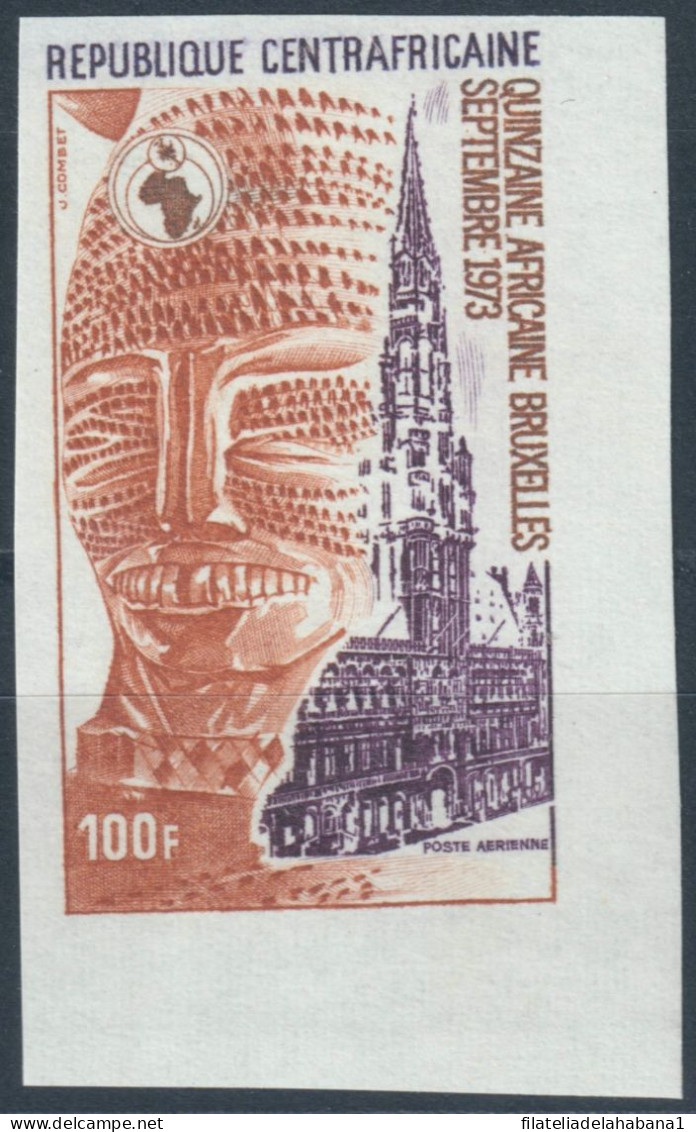 F-EX50288 CENTRAL AFRICA MNH 1973 IMPERF AFRICAN WEEK CITY HALL BRUXELLES. - Other & Unclassified