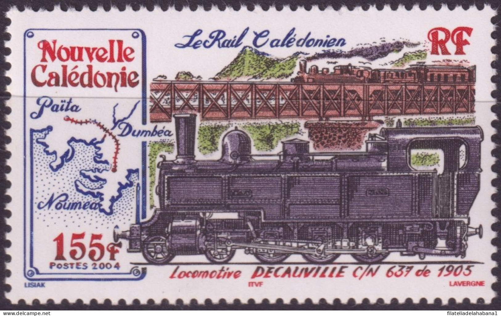 F-EX50335 NEW CALEDONIE MNH 2004 RAILROAD RAYLWAYS LOCOMOTIVE TRAIN.  - Trains