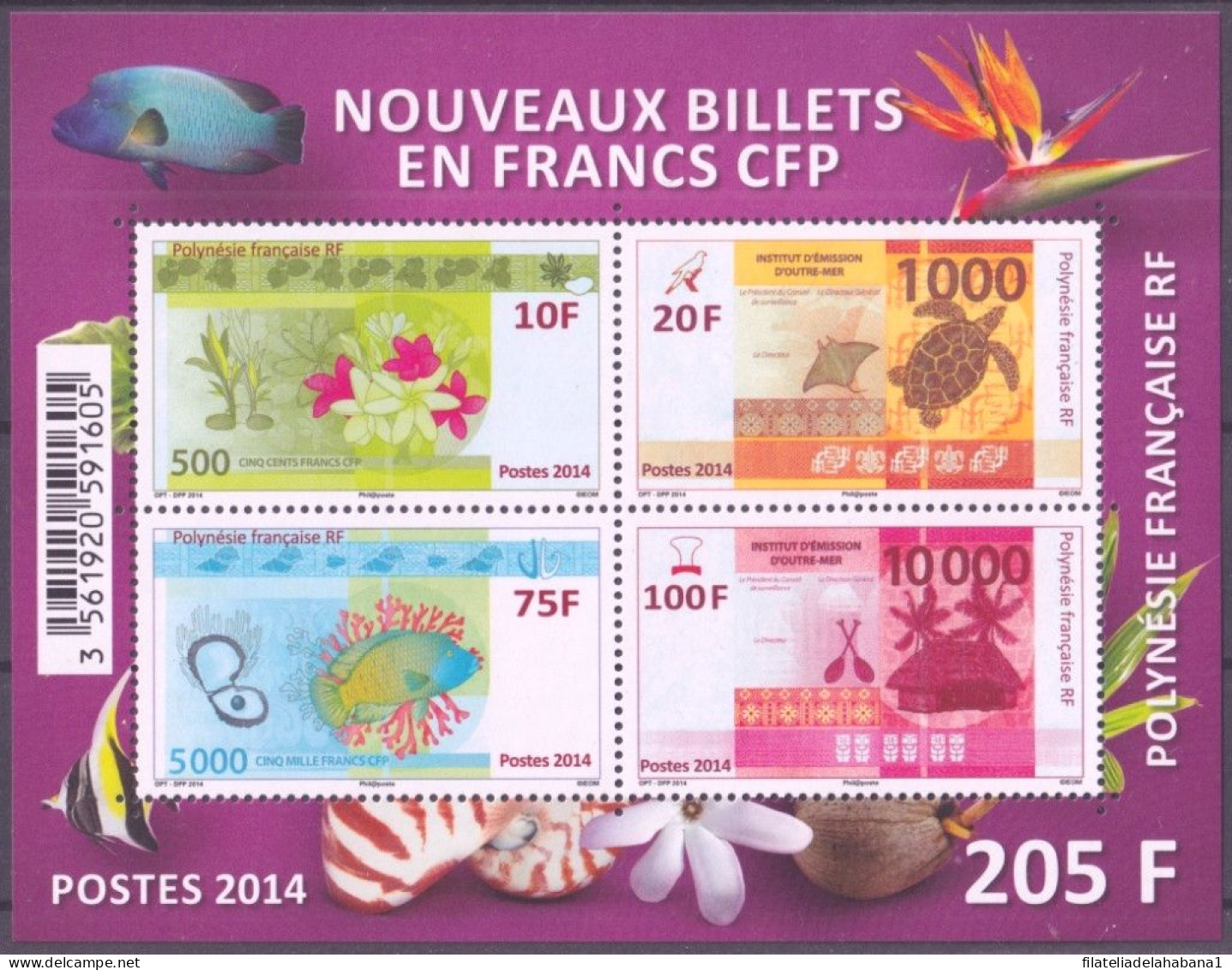 F-EX50386 NEW CALEDONIE MNH 2014 NEW BANKNOTES MARINE WILDLIFE.  - Unused Stamps