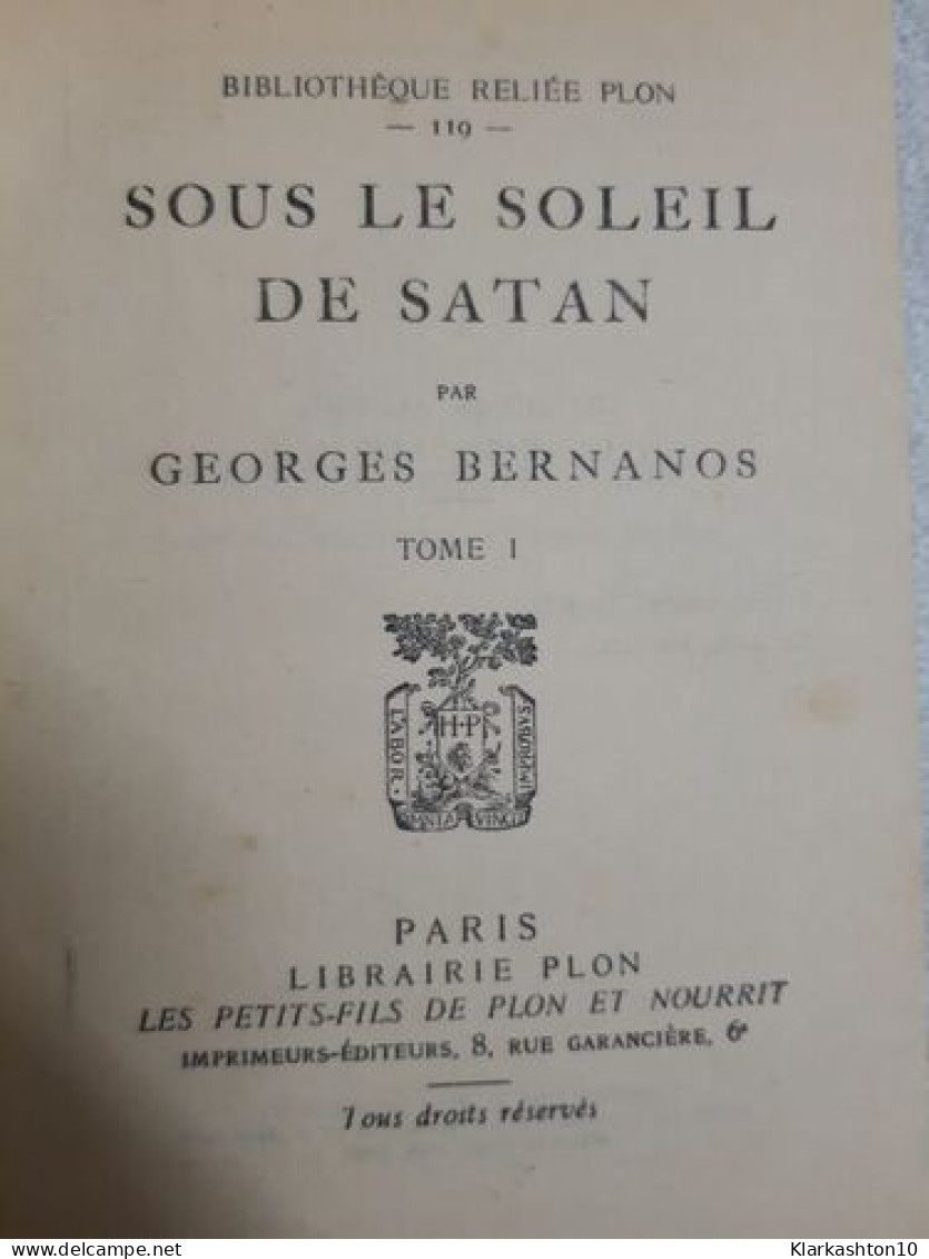 Sous Le Souleil De Satan Tome 1 - Other & Unclassified