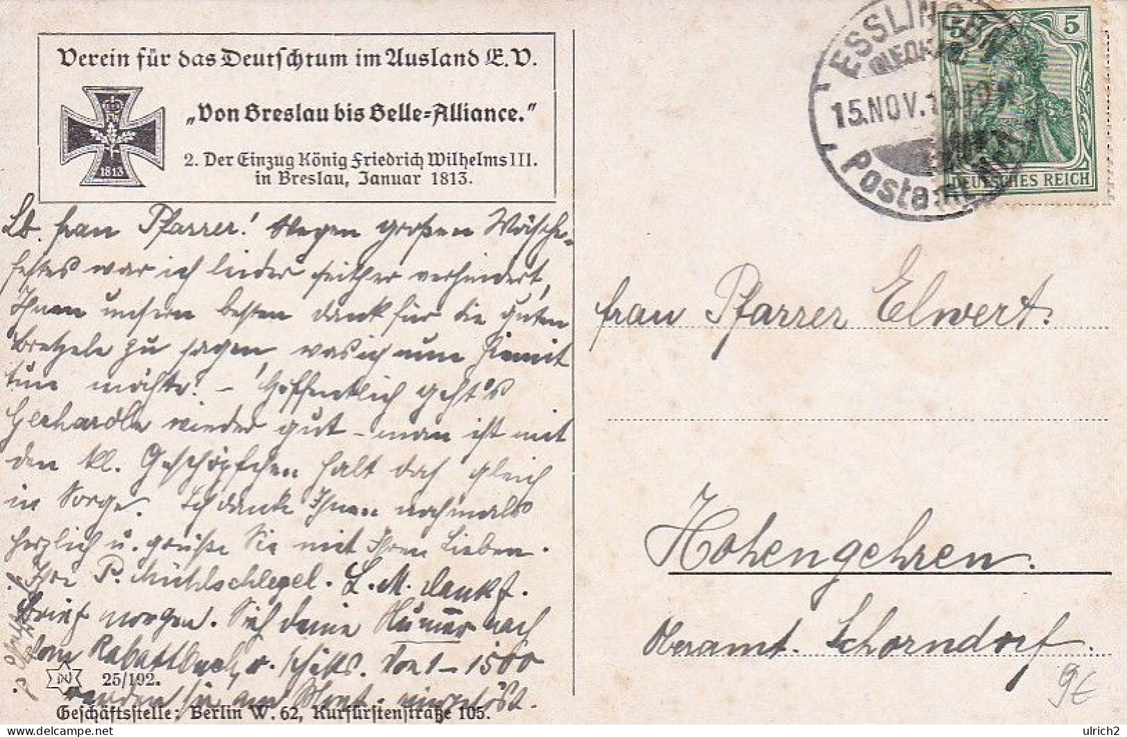AK Einzug König Friedrich Wilhelm III. In Breslau 1813  - Verein F D Deutschtum Im Ausland - Patriotika - 1913  (69229) - Guerres - Autres