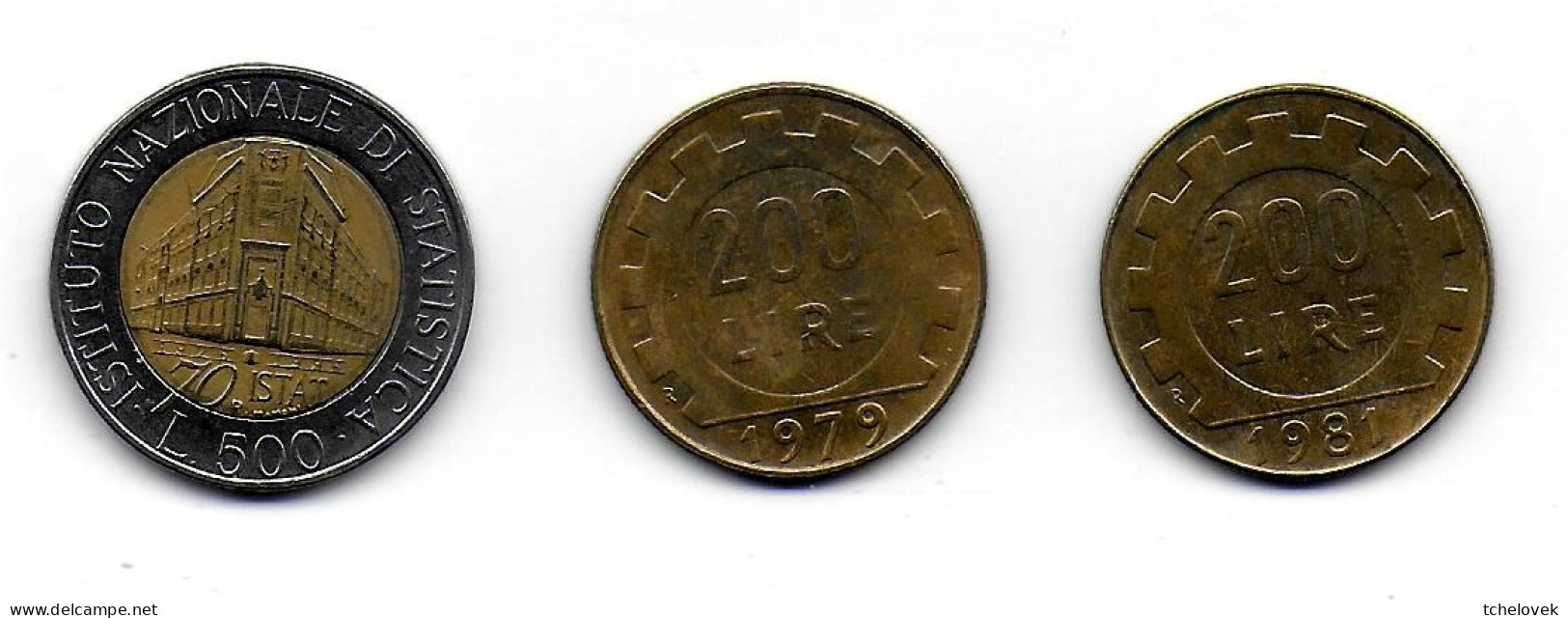 (Monnaies). Italie. Italia. (1) 500 L 1996, 200 L 1979 Et 1981 - Otros & Sin Clasificación